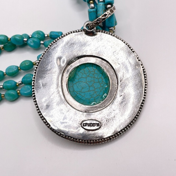 Chico's Vintage Faux Turquoise 5 Strand Beaded Necklace Boho - Picture 5 of 13